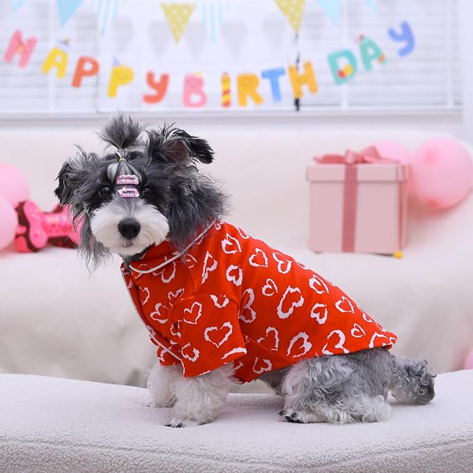 CuteBone Two-Leg Velvet Pet Pajamas Girl Dog Clothes - Soft, Cozy, and Stretchy Boy Pjs for Small, Medium Dogs and Cats Winter Sleepwear Apparel LTP01S