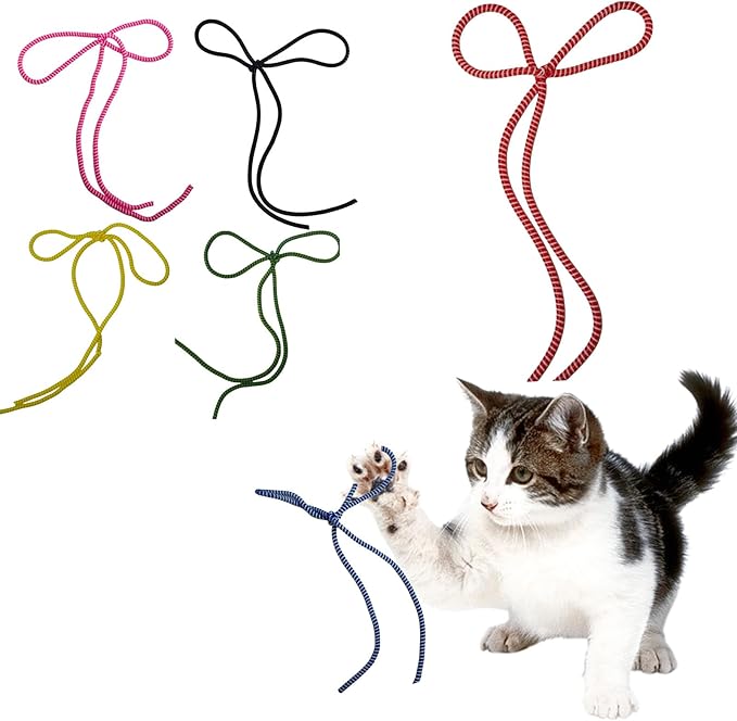 6 Color Cat String Toys Set, Durable for Interactive Games for Swatting, Biting, Hunting, and Active Healthy Play Interactive Cat Toys Indoor Cats