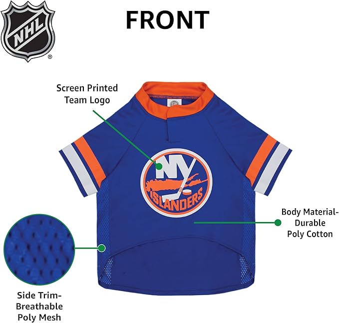 Pets First NHL New York Islanders Jersey for Dogs & Cats, Small. - Let Your Pet be a Real NHL Fan!