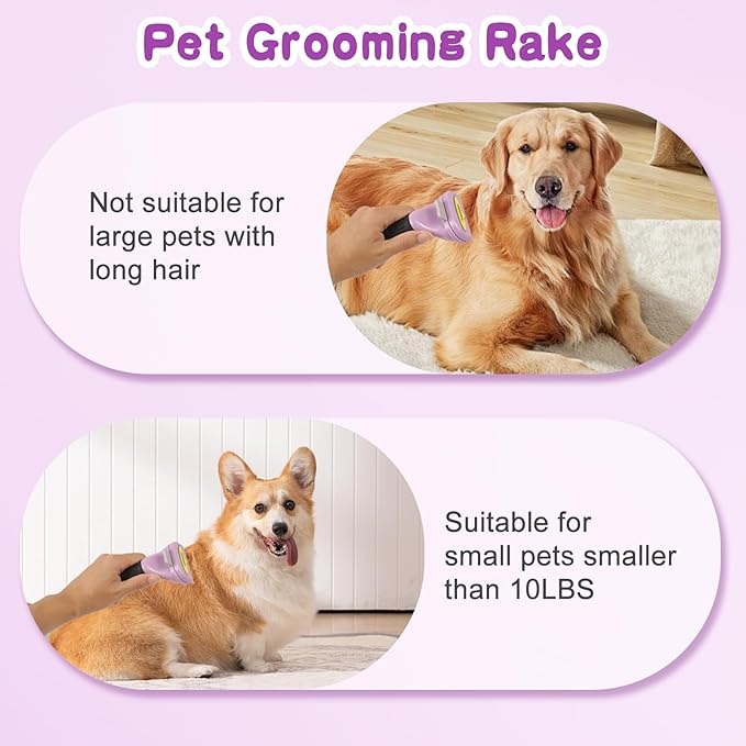 Pet Grooming Brush for Dogs and Cats, Effectively Reduces Shedding by Up to 96%, Self-Cleaning, Long or Short Hair Remover for Small Dogs & Cats(Pink)
