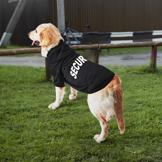 Security Dog Hoodie - Soft & Warm Dog Sweater with Leash Hole Design for Dog Cat,Dog Clothes Pullover Hoodies for Christmas, Holidays and Daily Wear (Black (Security), Medium)