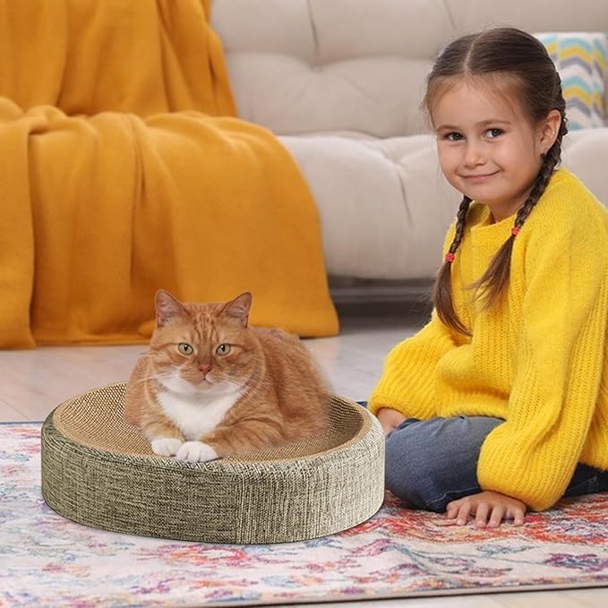 Cat Scratching Board Bed, 2 In 1 Oval Cat Scratcher Cardboard Bowl Nest, Cats Scratching Board For Indoor Cats Scratch Pad Lounge Bed, Furniture Protector From Kitten Claws For Grinding Claws And Rest