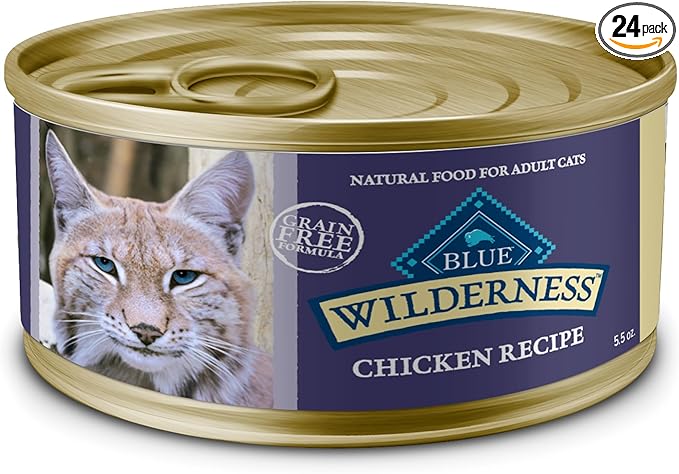 Blue Buffalo Wilderness Natural Wet Cat Food Paté, High-Protein & Grain-Free Recipe, Chicken, 5.5-oz. Cans (24 Count)