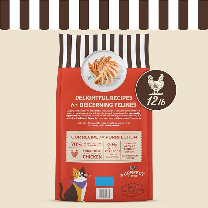 Merrick Purrfect Bistro Grain Free Chicken and Sweet Potato Recipe Natural Dry Cat Food for Adult Cats, High Protein, Outdoor or Indoor Cat Food - 12 lb. Bag