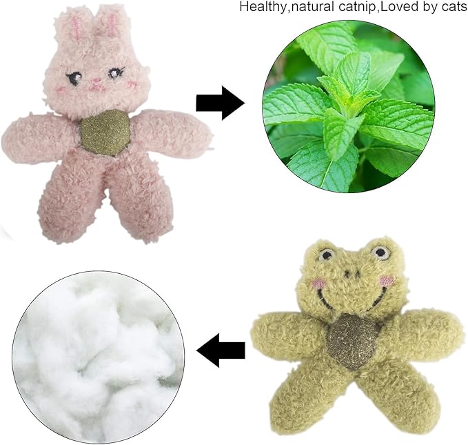Plush Catnip Toys for Indoor Cats, Interactive Kitten Chew Toys for Teething & Dental Care, Durable Nylon Animal Shape Kicker Toy with Natural Catnip Ball for Boredom Relief (Tiger)
