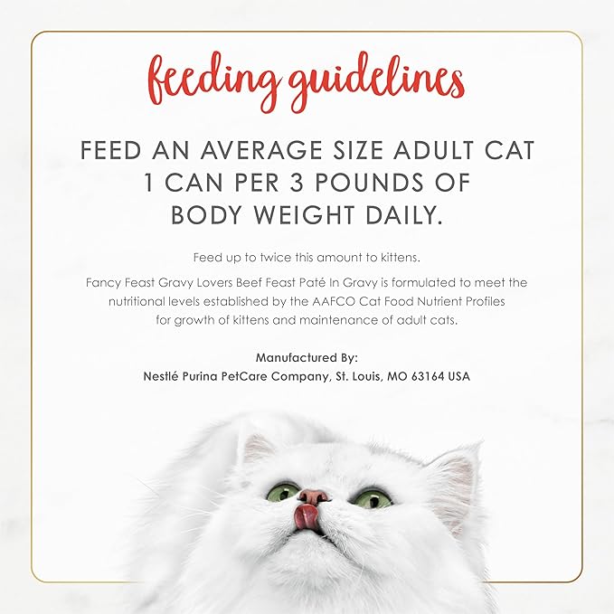 Fancy Feast Purina Gravy Lovers Beef Feast Pate in Wet Cat Food Gravy - 3 oz. Cans,(Pack of 48)