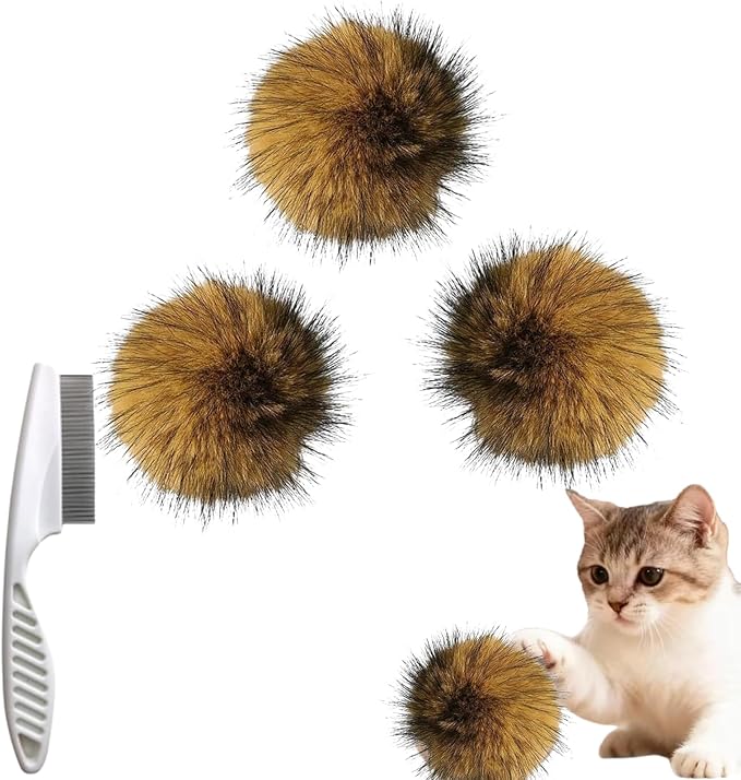 3pcs Cat Toy Faux Rabbit Fur Ball, 2026 New Soft Fluffy Cat Ball, Furry Catnip Ball Washable & Fun to Chase, for Bunny Kicks & Chase Games, for Indoor Exercise & Bonding
