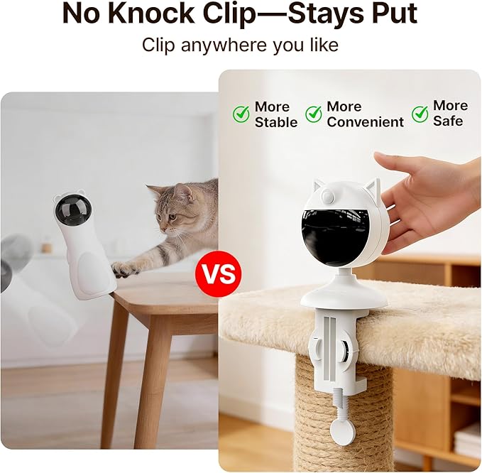 Potaroma Smart Sensor Cat Laser Toys Interactive, Motion Activated Truly Random Trjajectory, Clamp Design, Automatic Chargeable Kitten Toy Indoor Exercise, Cream White