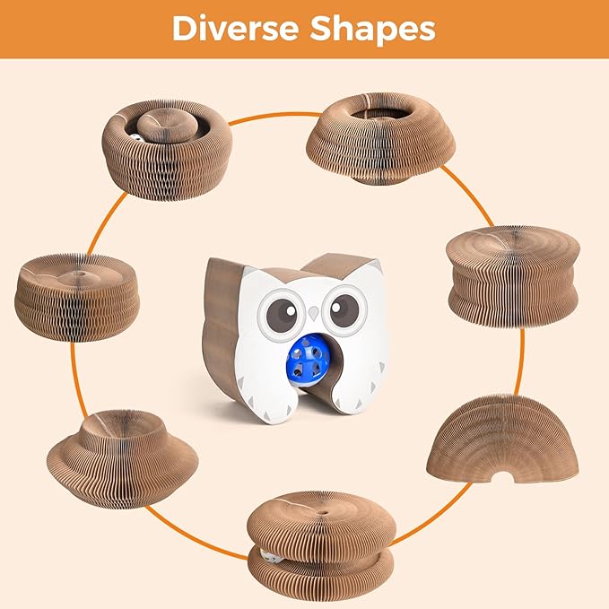 2-Pack Magic Organ Cat Scratcher, Cardboard Kitty Cat Toy with Interactive Ball Track, Foldable Cat Toy Cardboard Ring for Indoor Multi-Cat Homes, Fun Intelligence Exercise & Furniture Protection