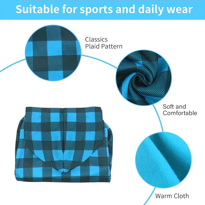 Plaid Dog Sweaters Hoodies Sweatshirts for Dogs Cats, Warm and Soft Cold Weater Coats for Christmas (Blue, Medium/Large)