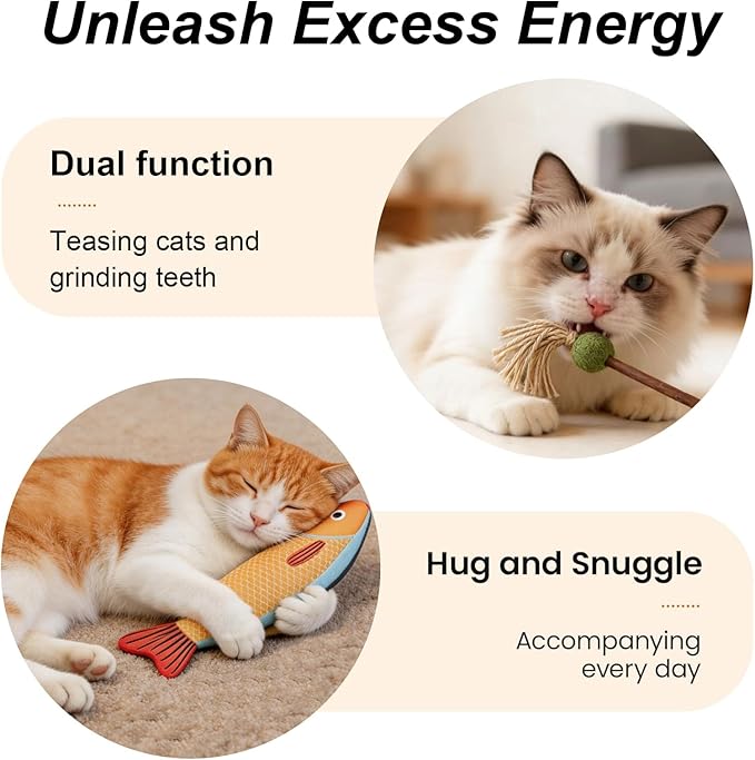 Autumn Knife Fish Cat Toy, 4 Pack Catnip Toys, Interactive Crinkle Toys for Bored Indoor Adult Cats & Kitten Soft and Durable Cat Chew Toys for All Breeds