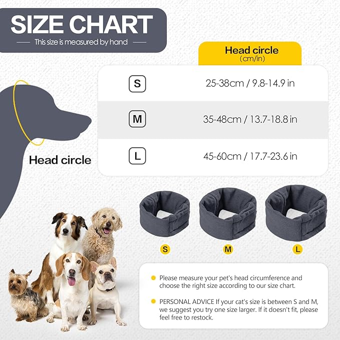 Dog Snood Ear Protector, Anxiety Ear Cover Anxiety Relief – Noise Canceling for Fireworks, Pet Grooming & Force Drying Grey M
