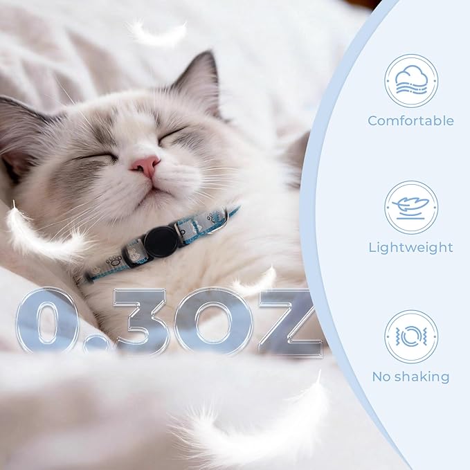 Cat Collar Breakaway, Reflective Kitten Collar with Bell, Safety Buckle Kitten Collar, Lightweight, Adjustable, Comfortable, Suitable for Boy Girl Cats (7"-13") Blue