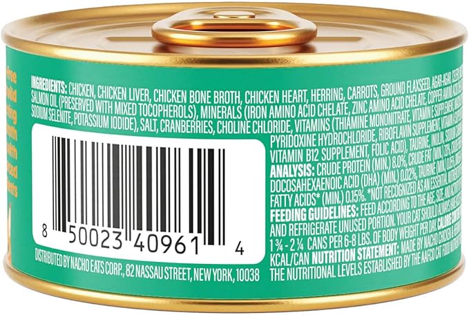 Made by Nacho Premium Wet Cat Food Grain-Free Pate Cans (Chicken and Herring - 24 Pack, 5.5 Ounce)