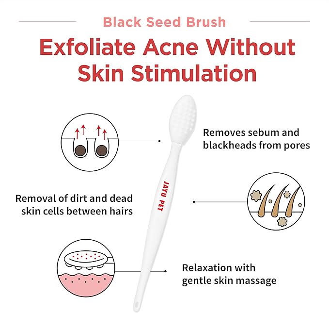 JAYU PET Black Seed Brush - Cat Grooming and Exfoliating Double-Sided Brush for Acne and Chin Treatment (3PCS)