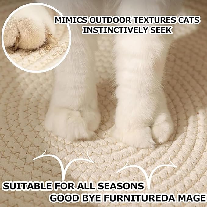 Instinct Basket, Stimulicat Cat Bed, Stimulicat Cat Bed Rope Cotton with Cushion, Eliminates Bed Rejection Round Pet Basket, Boho Catbed for Cats Handwoven Scratchable Breathable Weave (Small)
