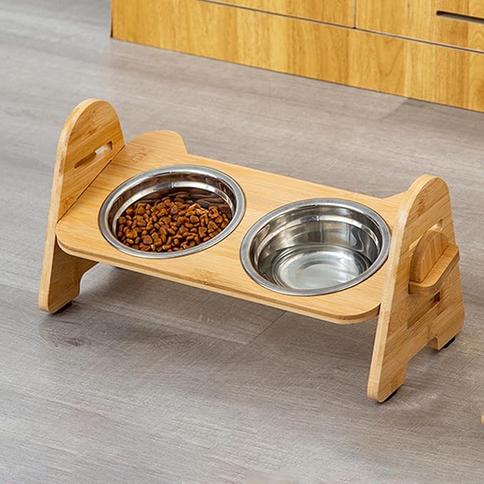 Baoblaze Elevated Tilted Cat Bowl Bowl with Stand Pet Supplies Feeding Station Adjustable Pet Food Water Dish for Drinking