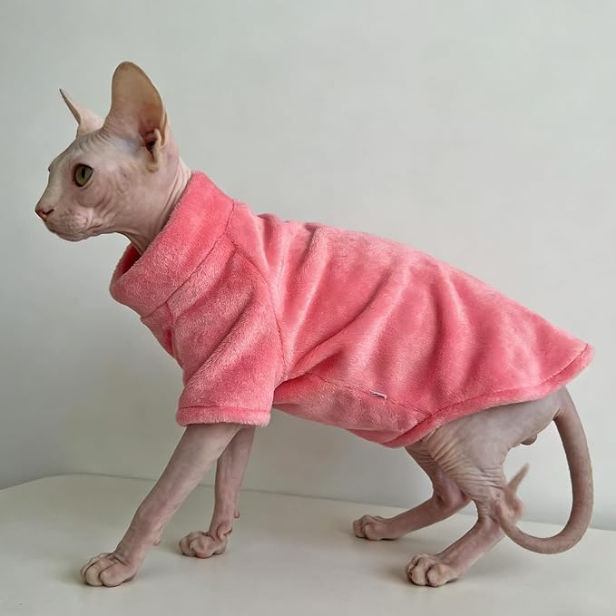 Sphynx Cat Clothes for Cats Only, Warm Sphynx Hairless Cat Clothes Sweaters, Soft Sphinx Cornish Rex and Devon Rex Outfits Costume Pajamas Apparel Christmas Holiday,Blush Pink,XL