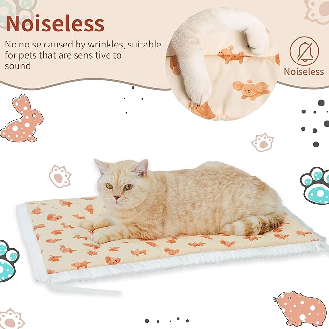 Reversible Silent Cat Bed Self Warming Pet Pad Thin Style Mat Washable Cushion Pad, Pad for Window Perch Outdoor Cat Houses, for Cats, Small Dogs, Rabbits, Non Electric,(Brown Puppy,L)