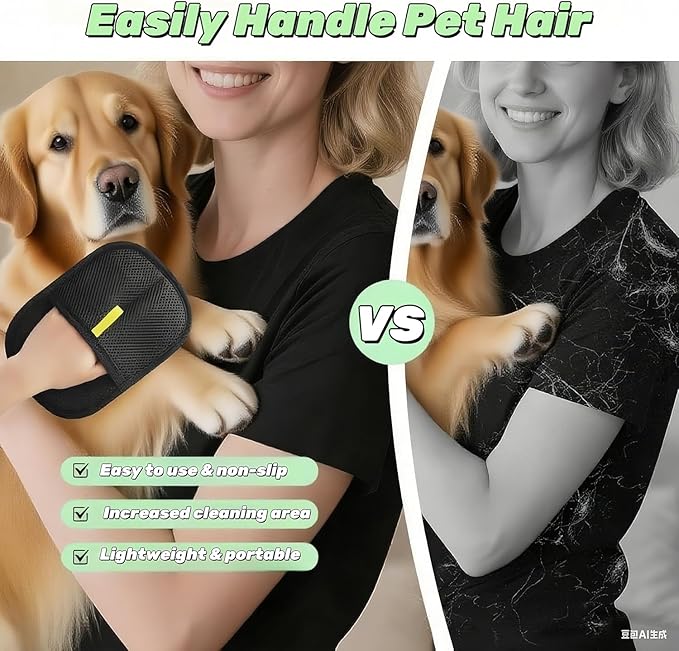 Pet Hair Removal Glove for Dogs & Cats, Reusable Electrostatic Pet Hair Glove, Pet Hair Remover Tool for Clothing, Couch, Bed, Carpet, Car Seat