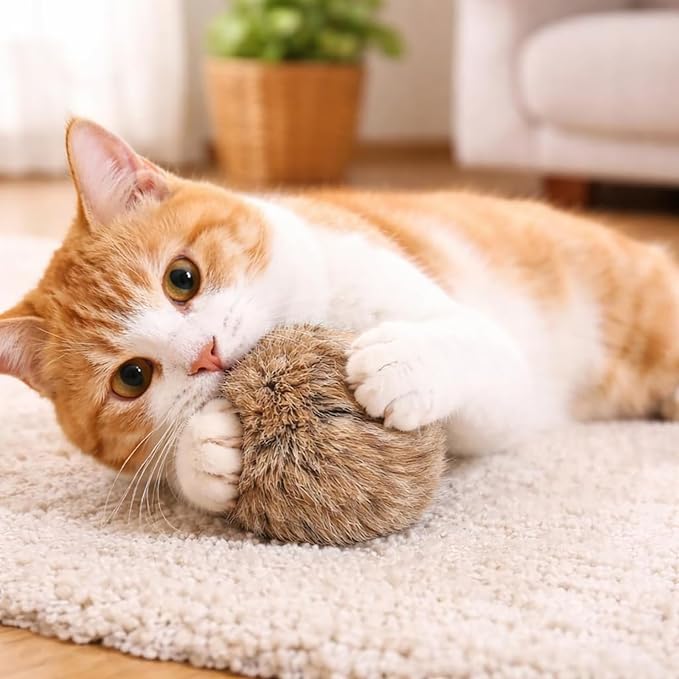 Rabbit Fur Ball Cat Toy,Soft Fluffy Cat Toy Ball, Furry Catnip Toy Ball,for Indoor Cats – Furry,Fun to Chase for Hunting Instinct Play & Interactive Bonding(3pcs)