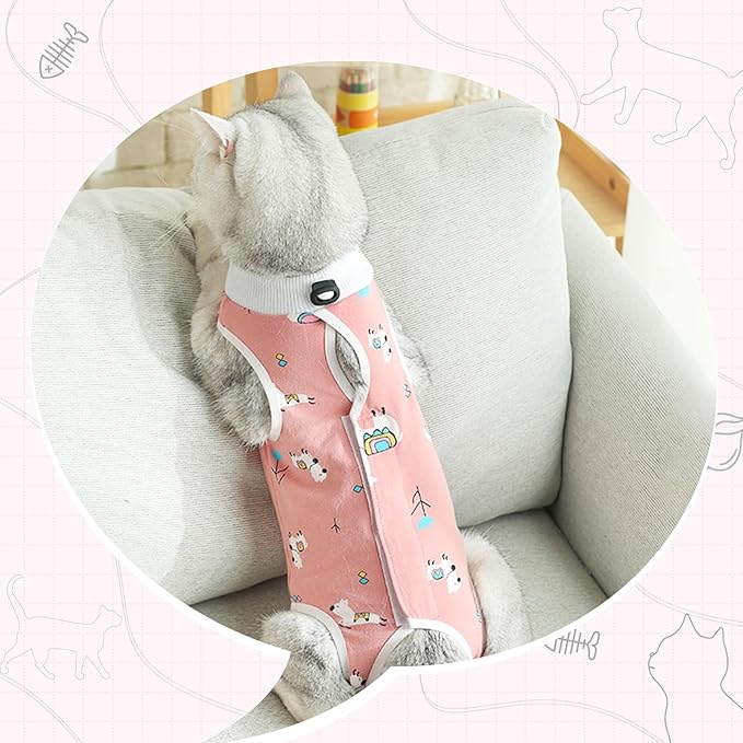 Coppthinktu 2 PCS Cat Recovery Suit for Spay Abdominal Wounds Cat Onesie for Cats After Surgery Recovery Suit Female Breathable E-Collar Alternative Kitten Onesie Anti Licking Small