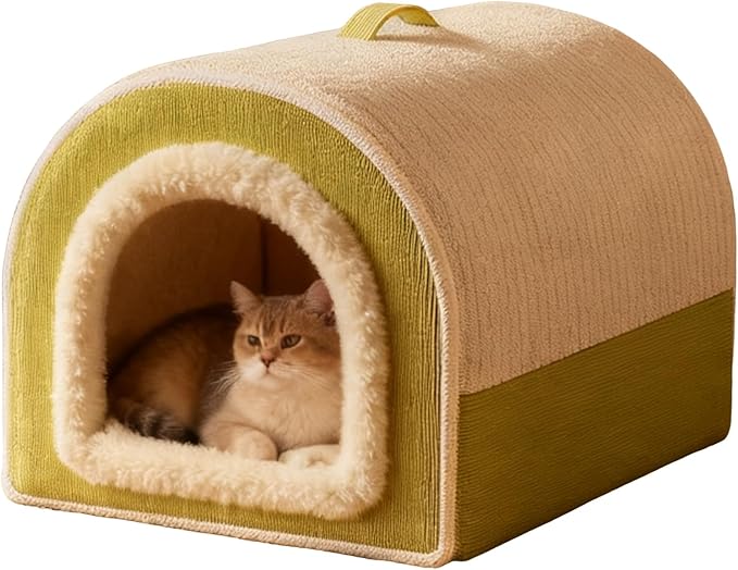 Outdoor Cat Houses, Winter Pet Indoor House Cat Mat, Washable Warm Plush Enclosed pet Bed, Shelter for Kitten/Puppy/Living Room/Bedroom/Playing Resting Napping