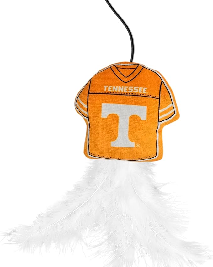NCAA Tennessee Volunteers Team Jersey Wand with CAT NIP, Cat Toy Jersey Shaped Plush Teaser Toy for Cats & Kittens - Interactive Pet Toy for Play & Exercise