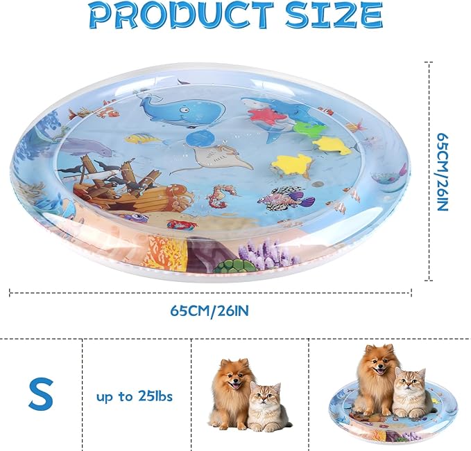 Cat Water Sensory Play Mat with Extra Protective Cover, Anti-Scratch Design Pet Water Mat for Bored Indoor Cats