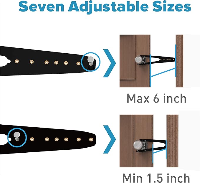 Neobay Cat Door Latch with Stabilizer, 7 Sizes Adjustable Cat Door Holder Latch to Keep Dog Out of Litter Box, No-Drill Economical Alternative of Pet Gates and Interior Pet Door, Black, 4 Packs