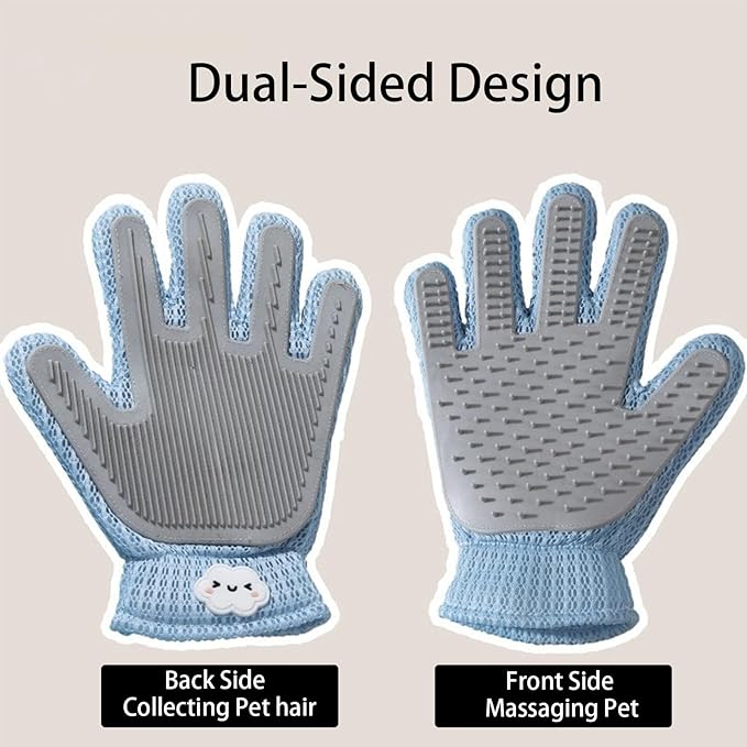 Pet Hair Remover Glove for Dogs & Cats,2-in-1 Massage Grooming Tool, Efficient Deshedding Brush with Soft Spikes, Gentle Fur Removal and Cleaning Glove for Shedding Control