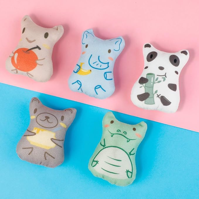 Catnip Toys for Indoor Cats - 5PCS Plush Cat Chew Toys Teething Interactive Catnip Filled Kitten Toy Soft Pet Toy