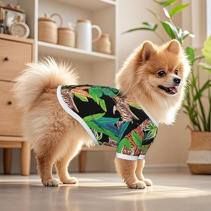 Ferocious Tiger Tropical Jungle Black Dog Shirt Pet Cotton T-Shirt Soft Breathable Dog Clothes Stretchy Puppy Outfit Doggy Tank Top Funny Outdoor Apparel for Small Medium Dogs Cats Red Medium