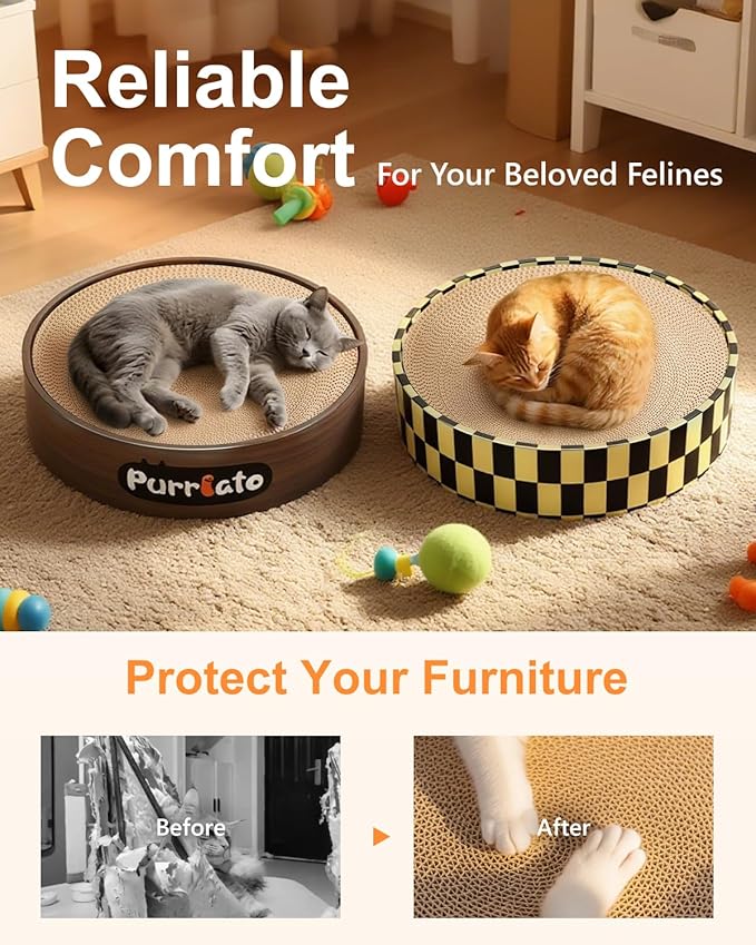 Cat Scratcher, Cardboard Cat Scratchers for Indoor Cats, Large Cat Scratching Board, Round Bowl Cat Scratch Pad Bed (Gothic)