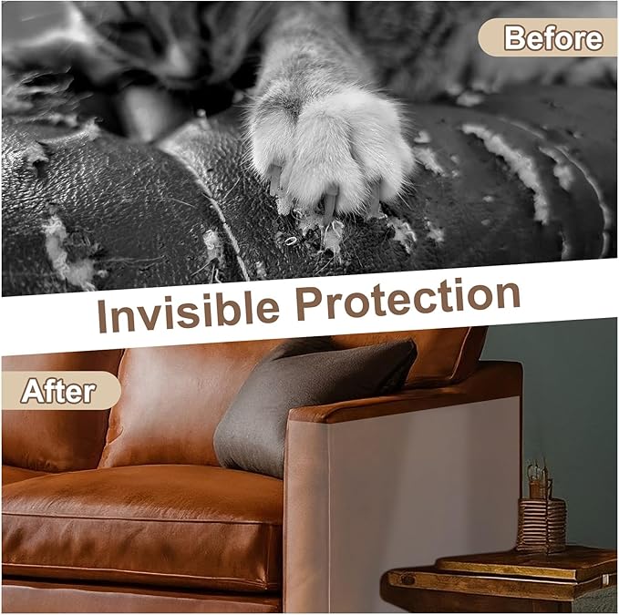 uxcell Anti Scratch Furniture Protector, 2 Rolls 197" x 8" Single-Sided Sticky Couch Protector from Cat Claws, Clear Protectors from Cats Scratching for Sofa Corners, Walls, Doors