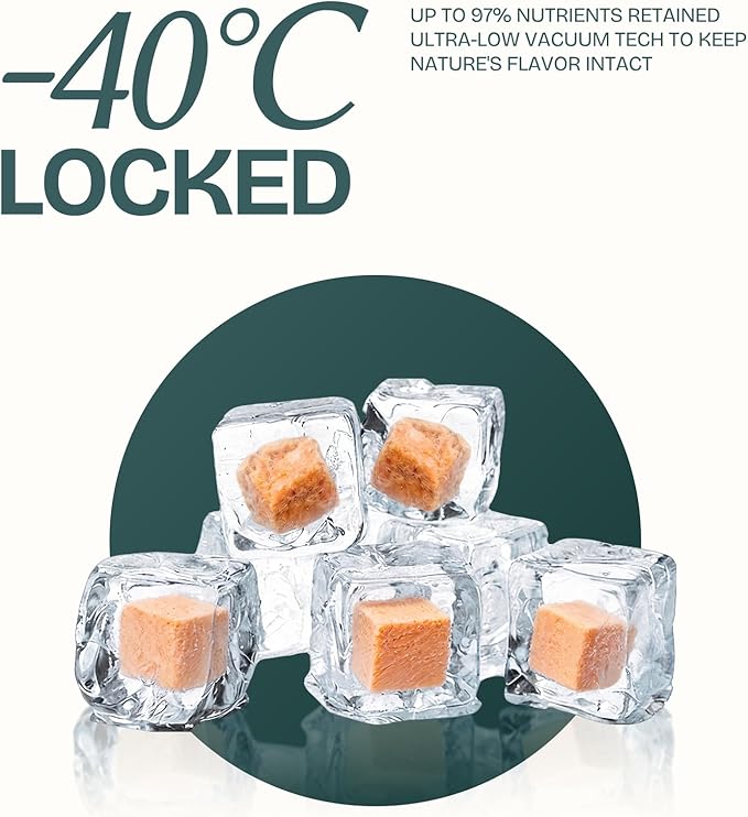 Freeze Dried Salmon Cubes Cat & Dog Treats for Training, Healthy High Protein Limited Single Ingredient Pet Food Snacks for Small, Medium, and Large Dogs Cats (Raw Salmon Cubes, 10oz)