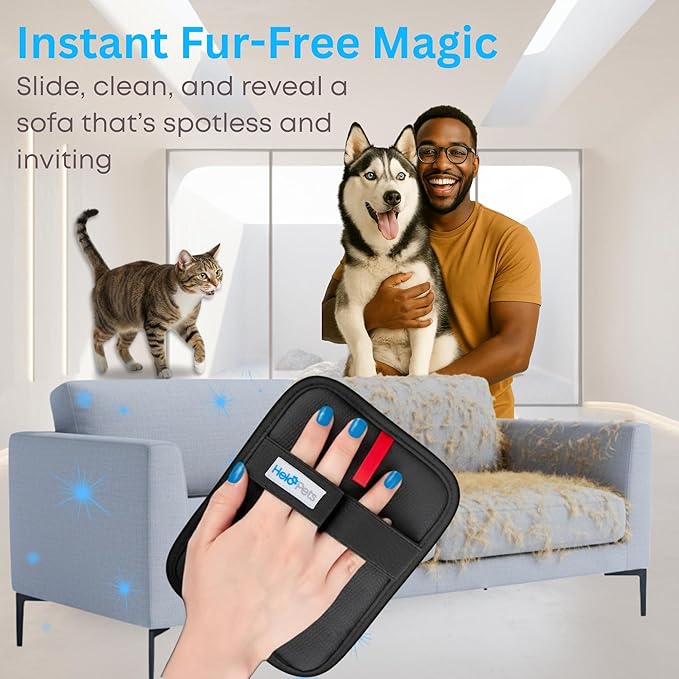 Pet Hair Removal Glove for Cats and Dogs. Electrostatic Pet Hair Glove, Reusable Brush Pet Hair Remover Tool for Laundry, Couch, Carpet, Car Seat. (Medium)