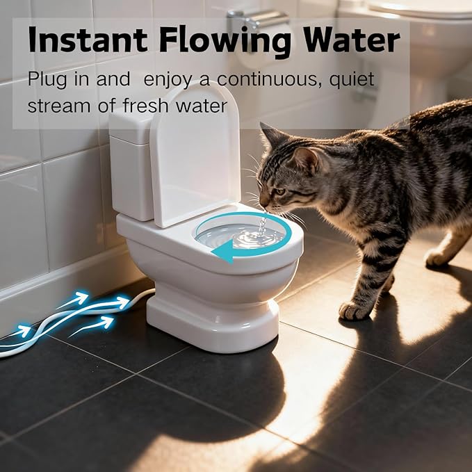 Toilet-Shaped Automatic Pet Water Fountain, Leak-Proof Electric Cat & Dog Water Dispenser, Continuous Fresh Water Dispenser for Pet