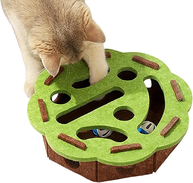 Interactive Cat Scratch Puzzle Enrichment Box – Felt Maze Toy for Indoor Cats, Self Play Scratching Hunting Mental Stimulation Toy
