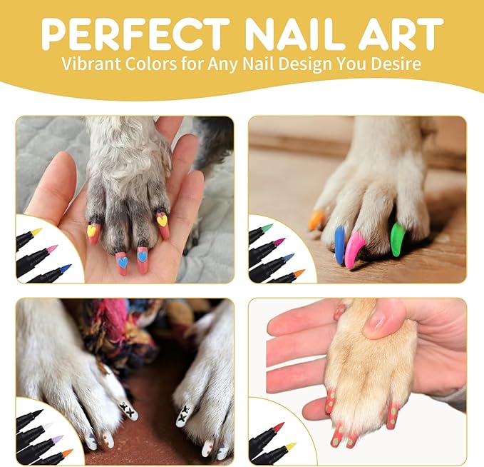 7 Colors Dog Nail Polish Pens Quick Dry,Pet Safe Nail Polish,Easy to Apply,Non Toxic,DIY Dogs Puppy Nails