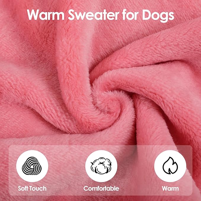 Turtleneck Sweater Coat for Cats, Sphynx Cat Clothes Pajamas for Cats Only, Kitten Fleece Pullover Sweaters with Sleeves, Pet Warm Jumpsuit Cat Sweatshirt for Cold Weather, Pink L