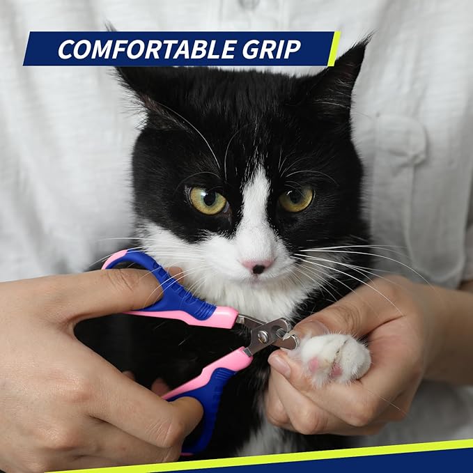WePet Pet Nail Clippers U07.1, Professional Claw Trimmer, Bended Scissor Special for Cats, Kittens, Dogs, Puppies, Small Animals, Pink/Navy Blue