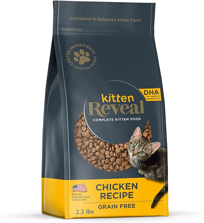 Reveal Natural Dry Kitten Food, High Protein, Grain Free with Added Vitamins & Minerals and DHA, Complete & Balanced Nutrition for Kittens, Chicken Recipe (2.5 Pound Bag)
