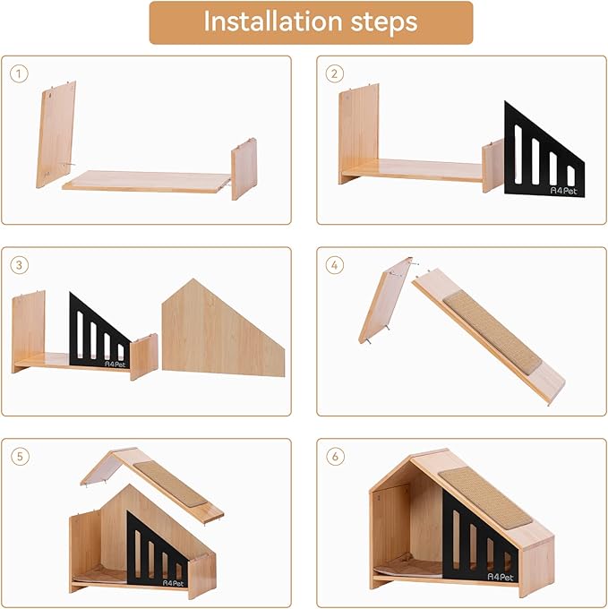 A4PET Cat House Wooden Cat Condo Cat Furniture for Indoor Cat Shelter with Scrather Cushion with Non-Slip Silicone, Pet House for Cats Small Dogs