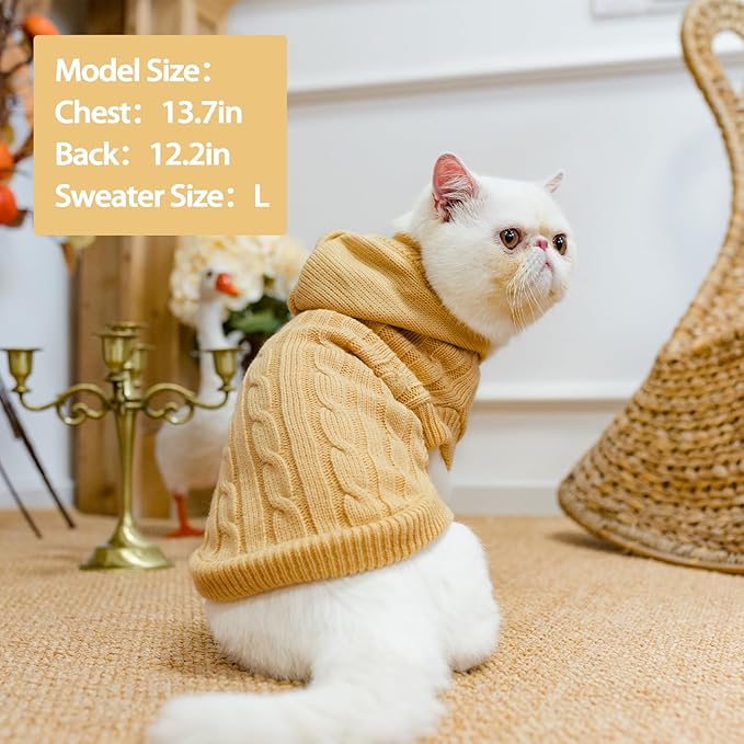 PUPTECK Winter Dog Cat Sweater Coat - Soft Cold Weather Clothes Knitwear for Kitties & Small Dogs Indoor Outdoor Walking Warm, Knitted Classic for Doggies Kitties