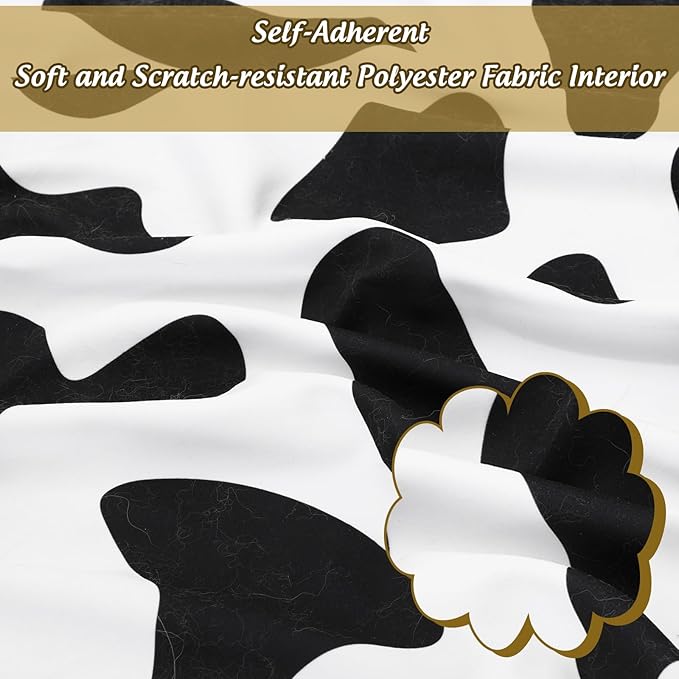 JarThenaAMCSCow Print Cat Wrap for Cutting Nails 27.6 x 27.6 in Self-Adhesive Cat Grooming Wrap Black White Washable Anti-Escape Cats Restraint Wrapping Cloth for Cats Pet Cleaning and Beauty,1 Pc