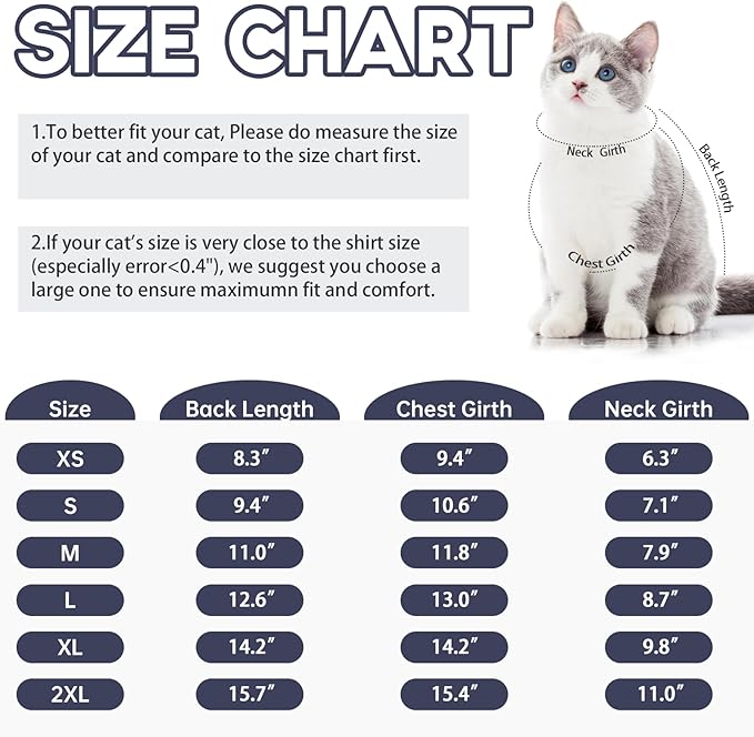 QBLEEV Sticky Hair Cat Clothes, Soft Cat Pajamas for Cats Only, Prevent Lost Fur Kitten Sweater Onesie, Stretchy Recovery Suit for Female Male Cats After Surgery Daily Wear, Blue, S