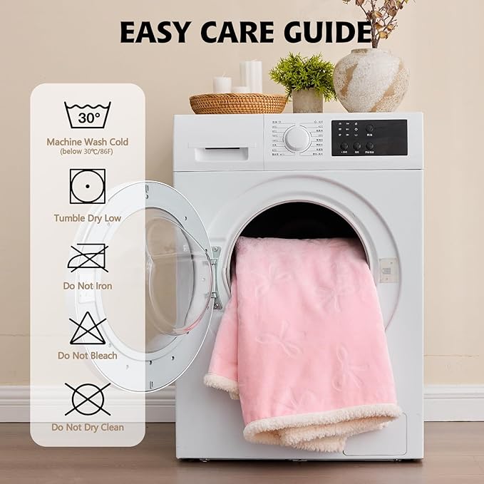 Qeils 1 Pack 3 Dog Blankets for Small Dogs - 3 pcs Waterproof Dog Blanket Washable - Soft Sherpa Fleece Puppy Blanket for Kitten Doggy, Warm Cat Blankets for Indoor Cats, 16"X23", Pink Bows