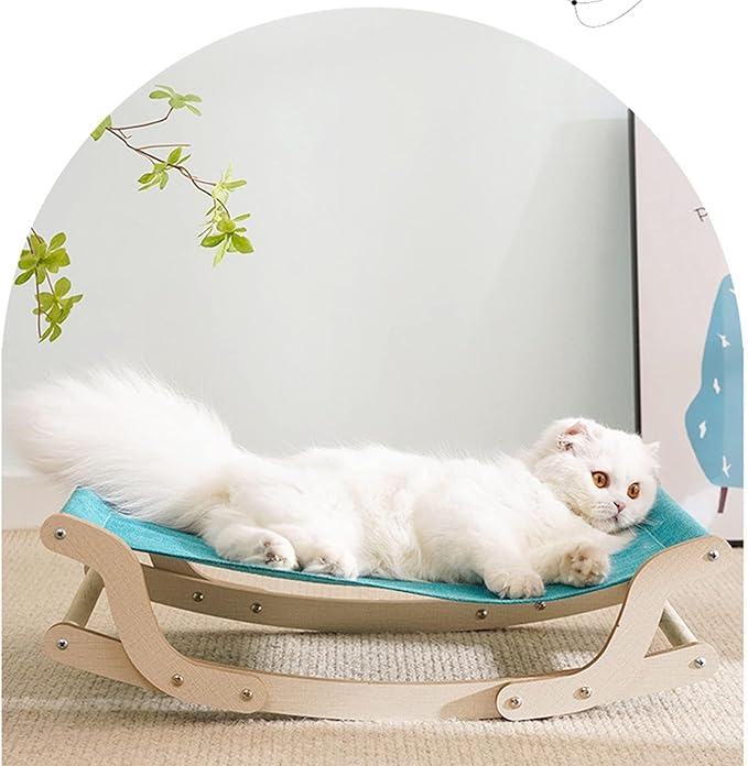 Cat Hammock, Wooden Cat Swing Bed, 2 in 1 Cat Rocking Chair and Hammocks, Modern Pet Furniture for Small to Medium Size Cat Dog
