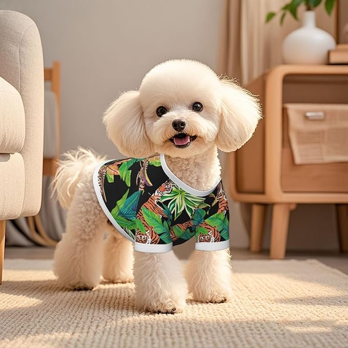Ferocious Tiger Tropical Jungle Black Dog Shirt Pet Cotton T-Shirt Soft Breathable Dog Clothes Stretchy Puppy Outfit Doggy Tank Top Funny Outdoor Apparel for Small Medium Dogs Cats Red Small